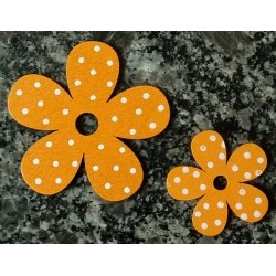Holz Blume orange/weiss gepunktet