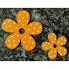 Holz Blume orange/weiss gepunktet