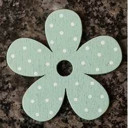 Holz Blume mint/weiss gepunktet