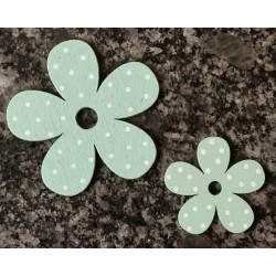 Holz Blume mint/weiss gepunktet