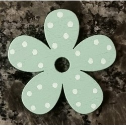 Holz Blume mint/weiss gepunktet