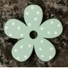 Holz Blume mint/weiss gepunktet