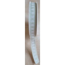 Dekoband Leinenoptik Blumen mint/glitzer