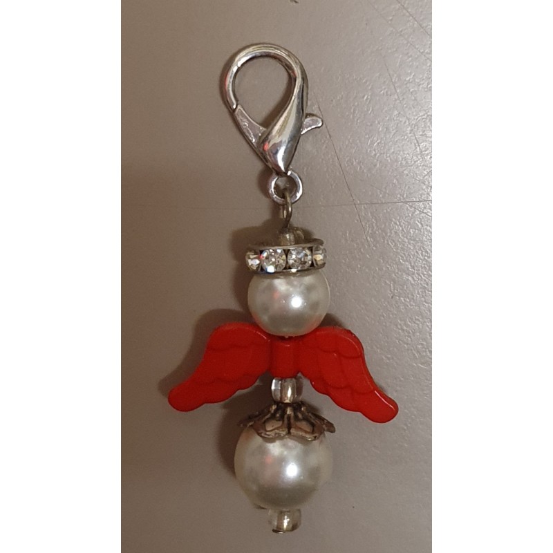Perlen-Engel weiss/rot