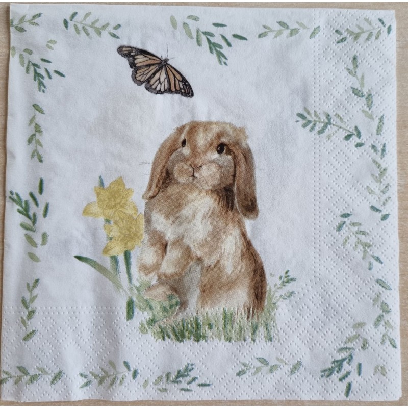Serviette Kaninchen/Schmetterling