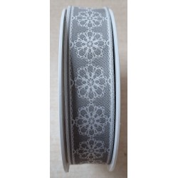 Dekoband Blumen grau