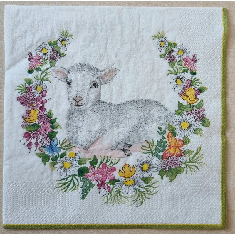Serviette Blumen/Lamm