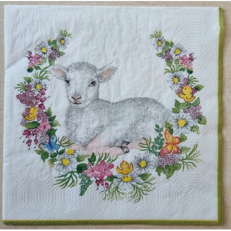 Serviette Blumen/Lamm