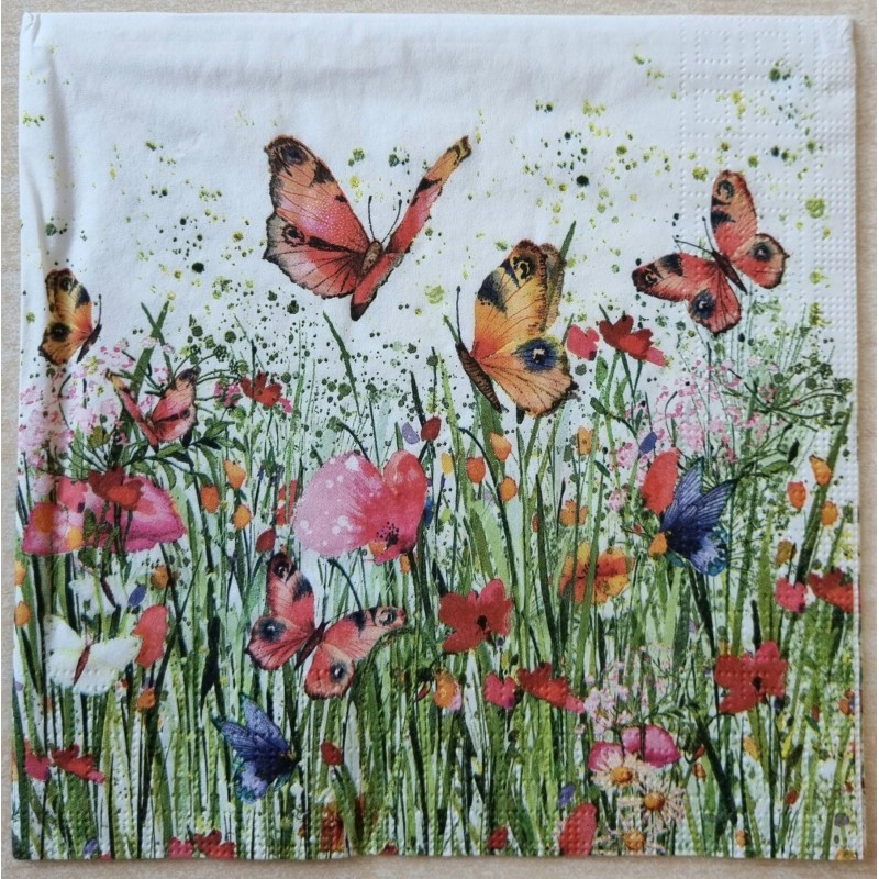Serviette Blumenwiese/Schmetterlinge
