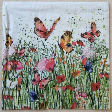 Serviette Blumenwiese/Schmetterlinge