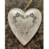 Metall Herz silber/weiss