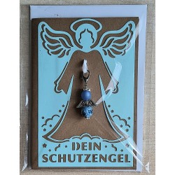 Schutzengel Karte mit Anhänger braun/hellblau