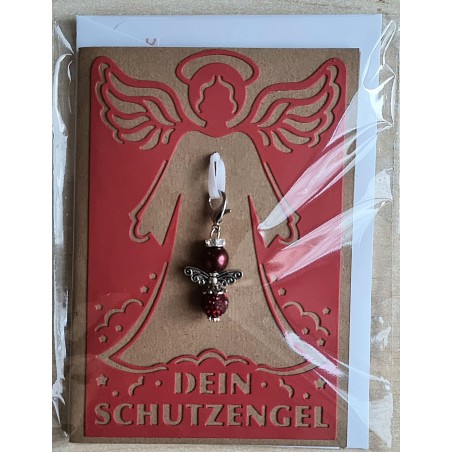 Schutzengel Karte mit Anhänger braun/rot
