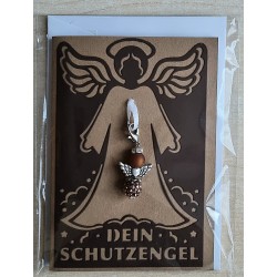 Schutzengel Karte mit Anhänger braun/dunkelbraun