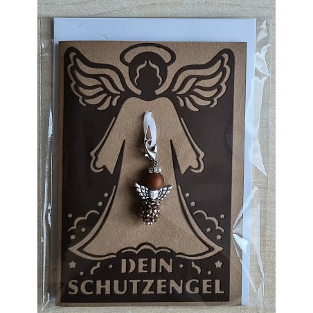 Schutzengel Karte mit Anhänger braun/dunkelbraun