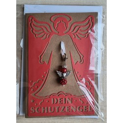 Schutzengel Karte mit Anhänger braun/hellrot