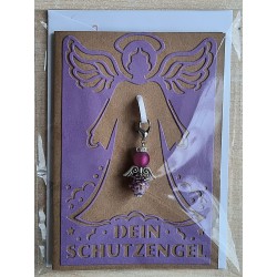 Schutzengel Karte mit Anhänger braun/violette