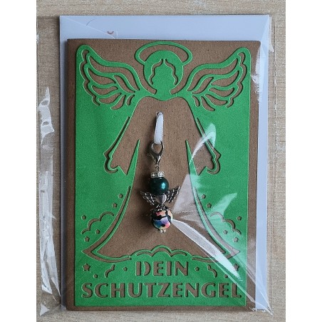 Schutzengel Karte mit Anhänger braun/grün