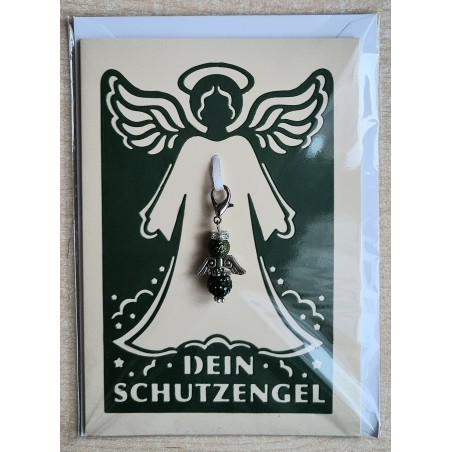 Schutzengel Karte mit Anhänger dunkelgrün