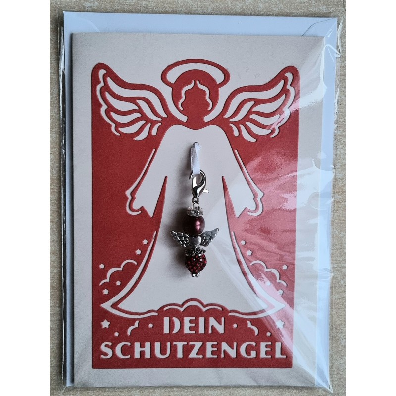 Schutzengel Karte mit Anhänger rot