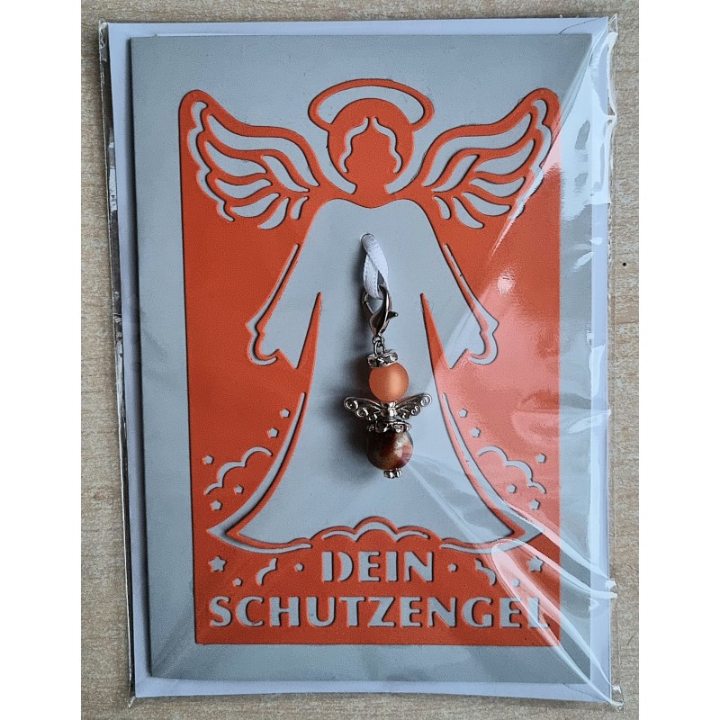 Schutzengel Karte mit Anhänger orange