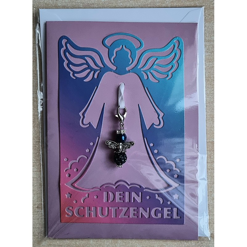 Schutzengel Karte mit Anhänger pink/violette/blau