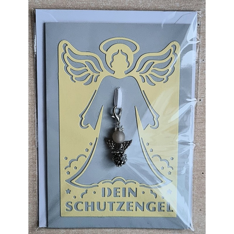 Schutzengel Karte mit Anhänger vanille
