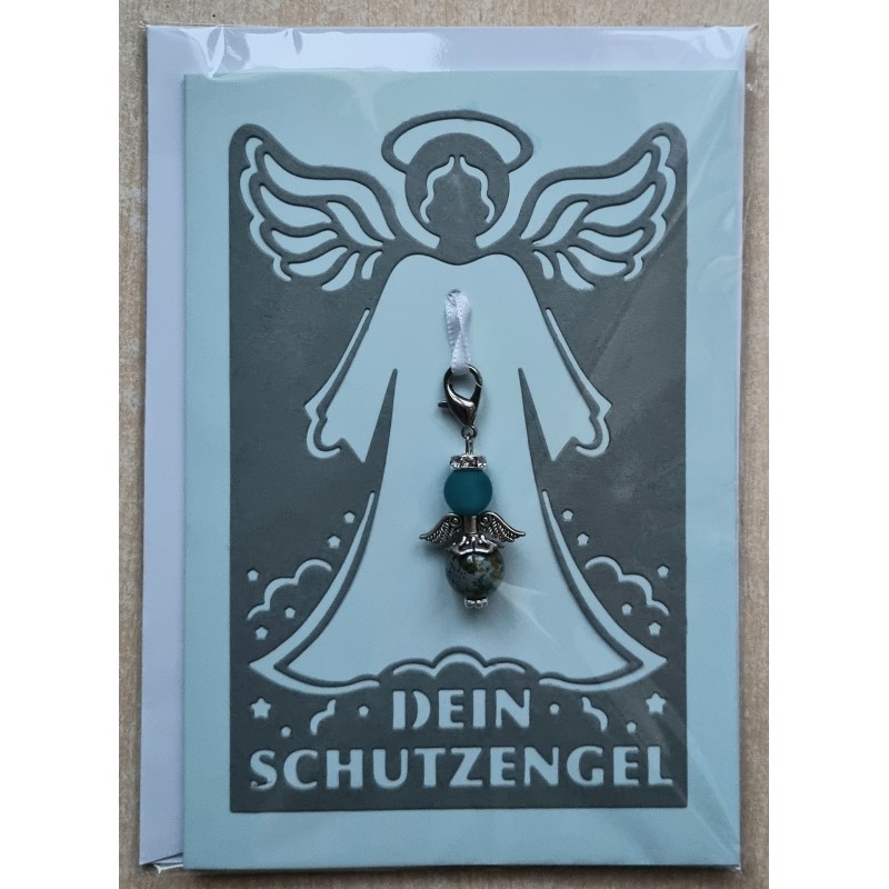 Schutzengel Karte mit Anhänger grau