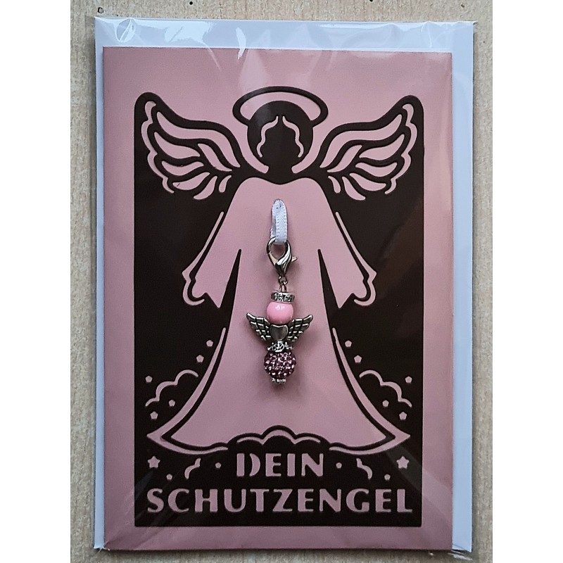 Schutzengel Karte mit Anhänger braun