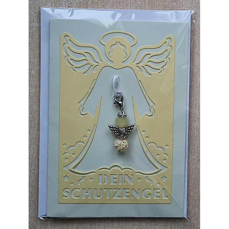 Schutzengel Karte mit Anhänger vanille
