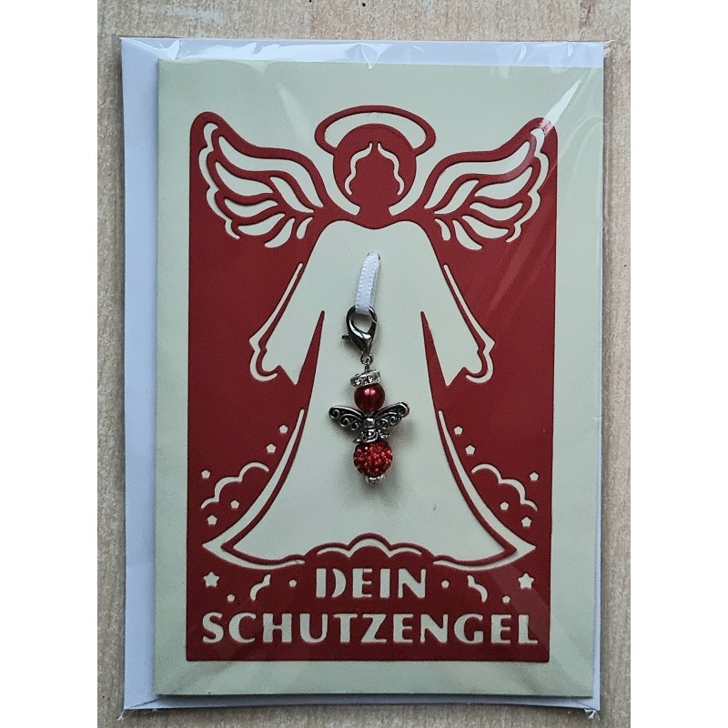 Schutzengel Karte mit Anhänger rot