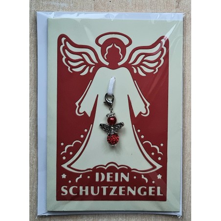 Schutzengel Karte mit Anhänger rot