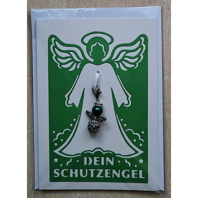 Schutzengel Karte mit Anhänger grün