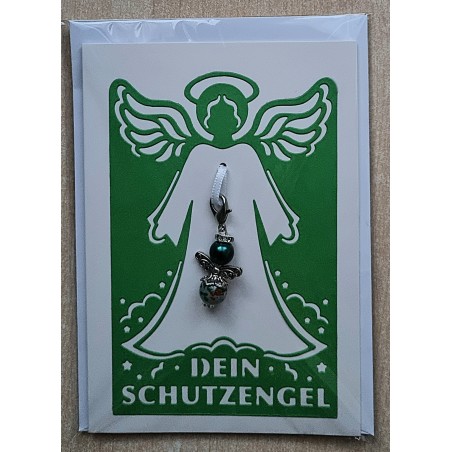 Schutzengel Karte mit Anhänger grün