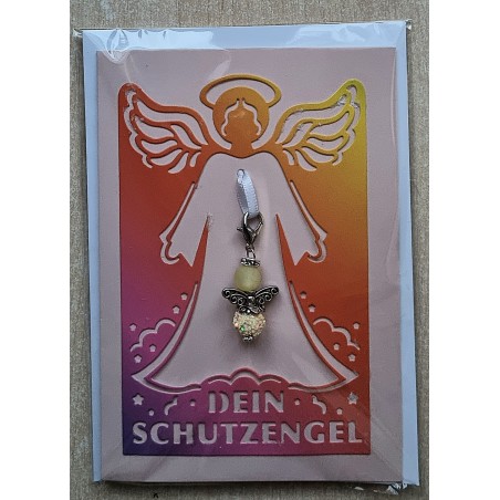 Schutzengel Karte mit Anhänger pink/orange/gelb