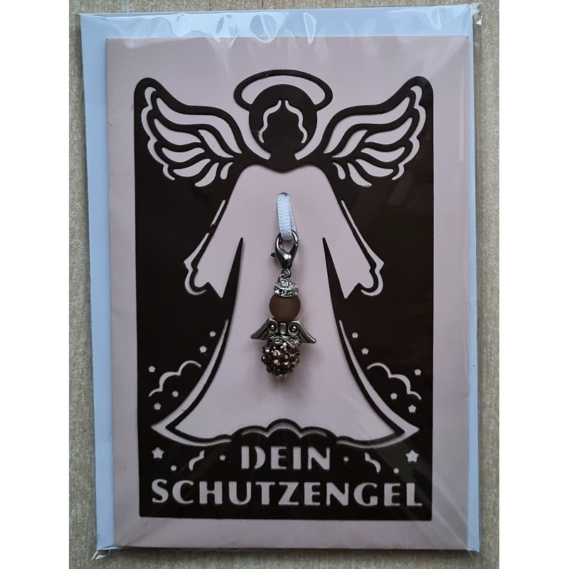 Schutzengel Karte mit Anhänger braun