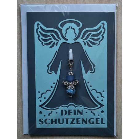 Schutzengel Karte mit Anhänger hellblau