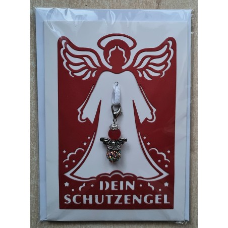 Schutzengel Karte mit Anhänger rot