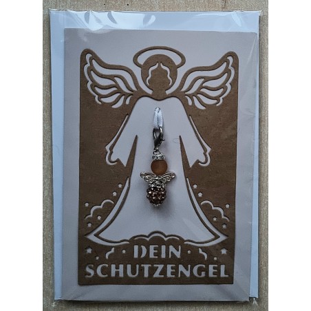 Schutzengel Karte mit Anhänger hellbraun