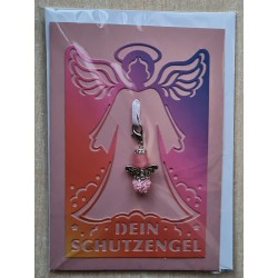 Schutzengel Karte mit Anhänger orange/pink/violette