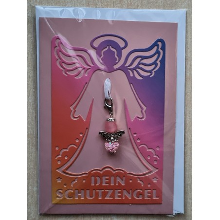 Schutzengel Karte mit Anhänger orange/pink/violette