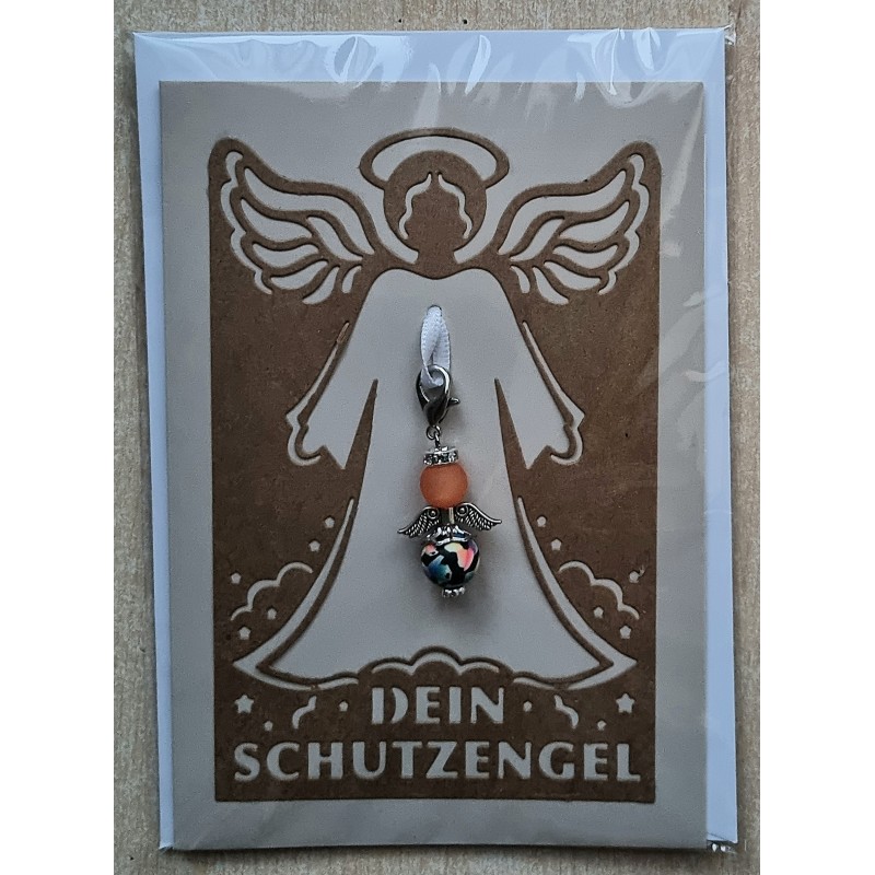 Schutzengel Karte mit Anhänger hellbraun