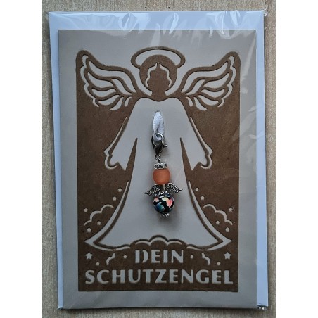 Schutzengel Karte mit Anhänger hellbraun