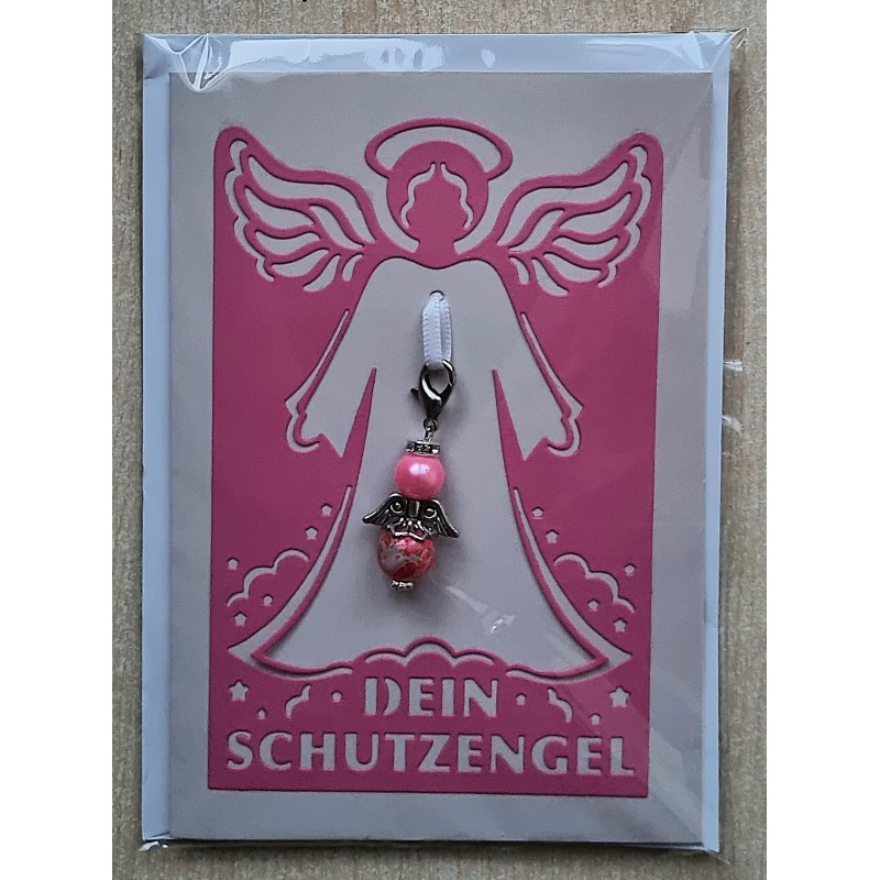 Schutzengel Karte mit Anhänger pink