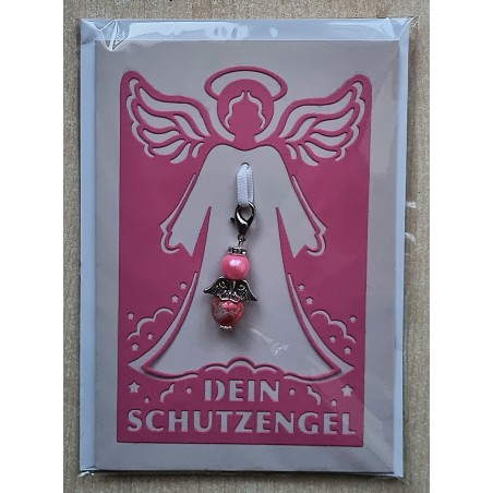 Schutzengel Karte mit Anhänger pink