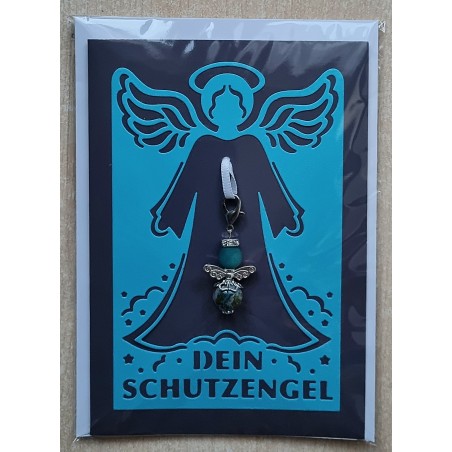 Schutzengel Karte mit Anhänger türkis