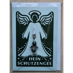 Schutzengel Karte mit Anhänger dunkelgrün