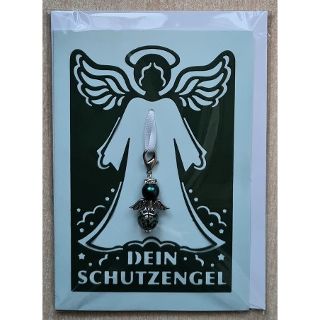 Schutzengel Karte mit Anhänger dunkelgrün