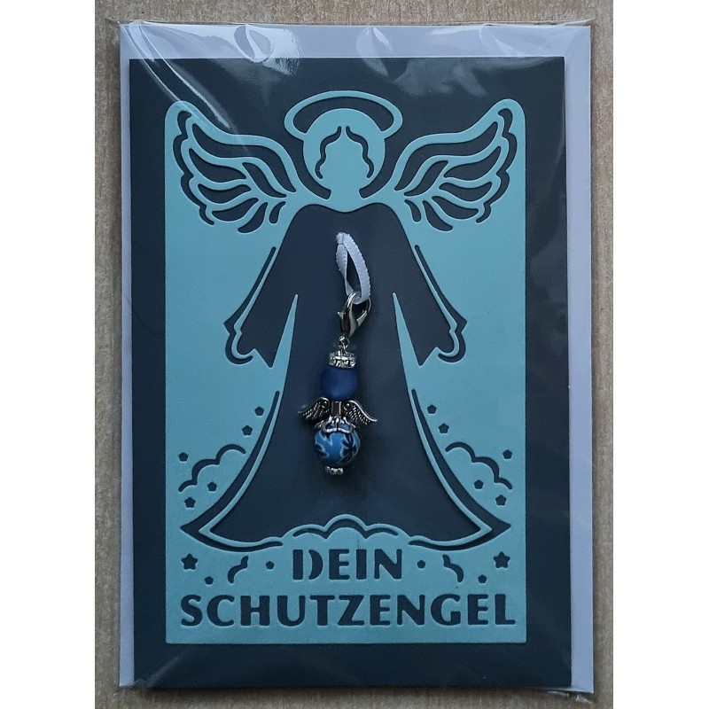 Schutzengel Karte mit Anhänger hellblau