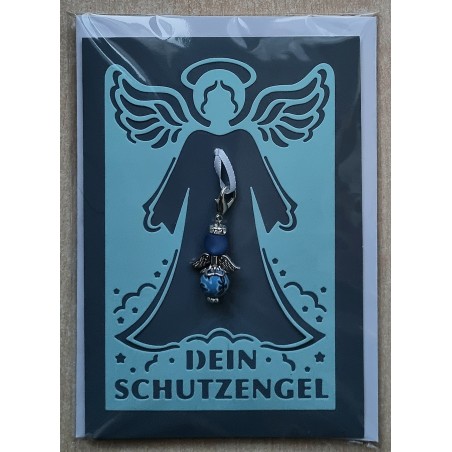 Schutzengel Karte mit Anhänger hellblau